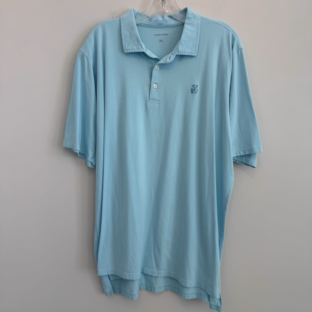 B. Draddy Luxury Pima Cotton Polo Light Blue HYC Golf Harbor Yacht Club XL